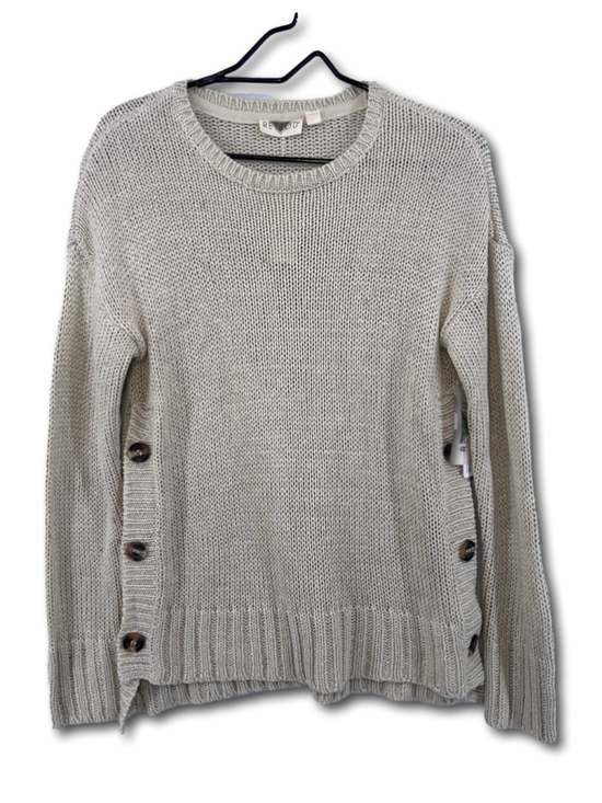 RetRod Sweaters - RetRod Knit Pullover Sweater Beige Button Accent Crew Neck Long Sleeve Small NWT